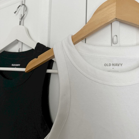 Old Navy Fitted Rib Knit Layering Tank Tops White Black Neutral - Picture 2 of 8